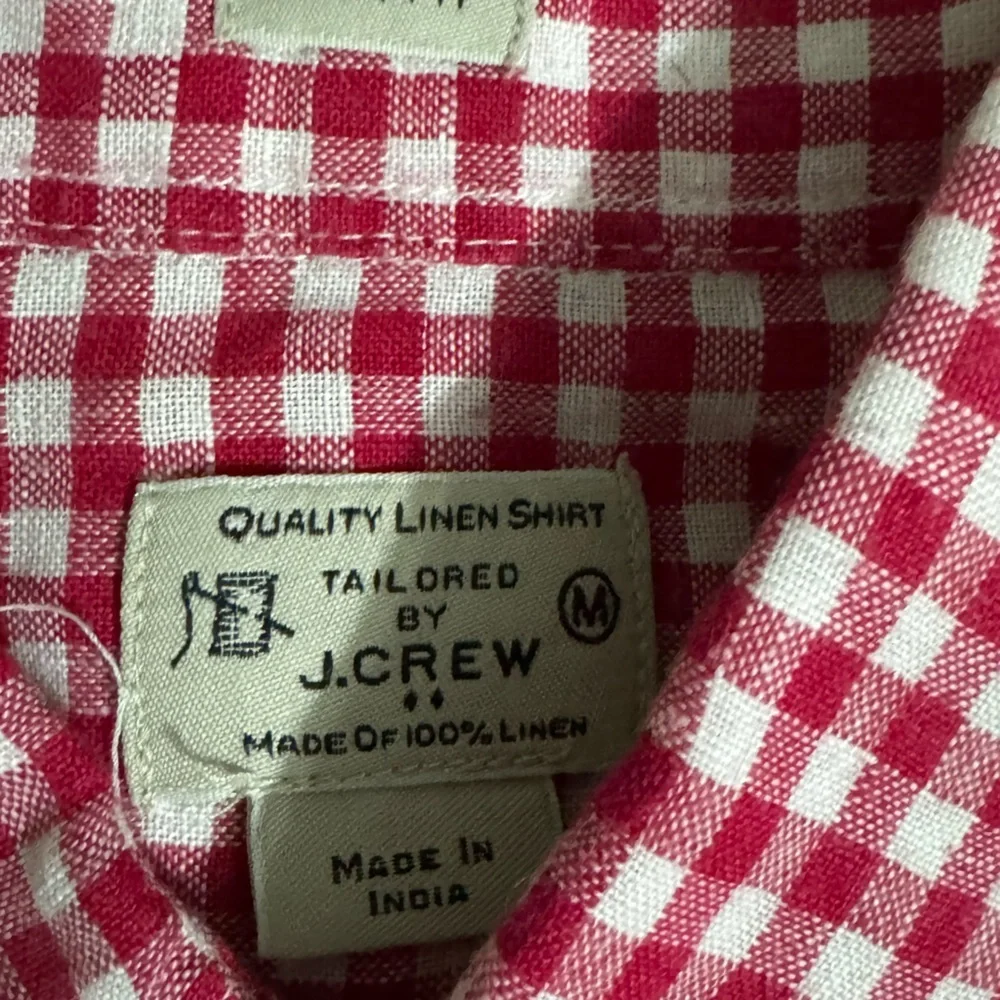 J. Crew Red and White Checkered Casual Shirt